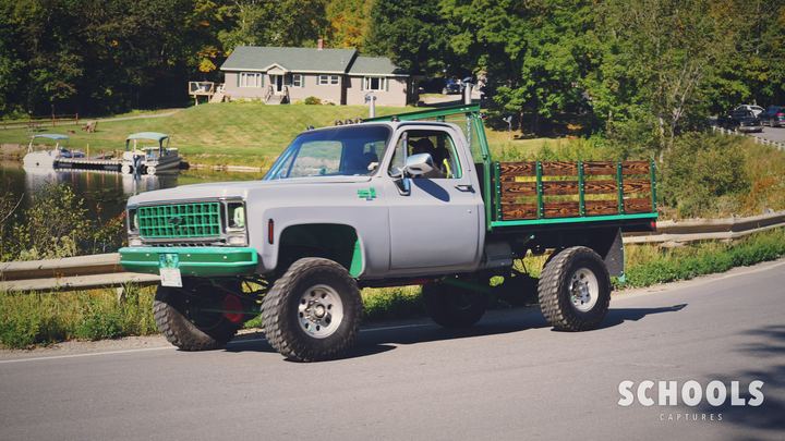 Gray/green flatbed
